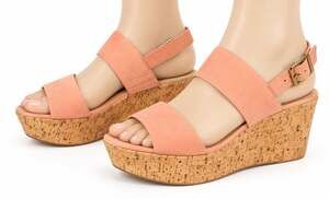 Schutz | Pink Suede Cork Wedge Sandals 8